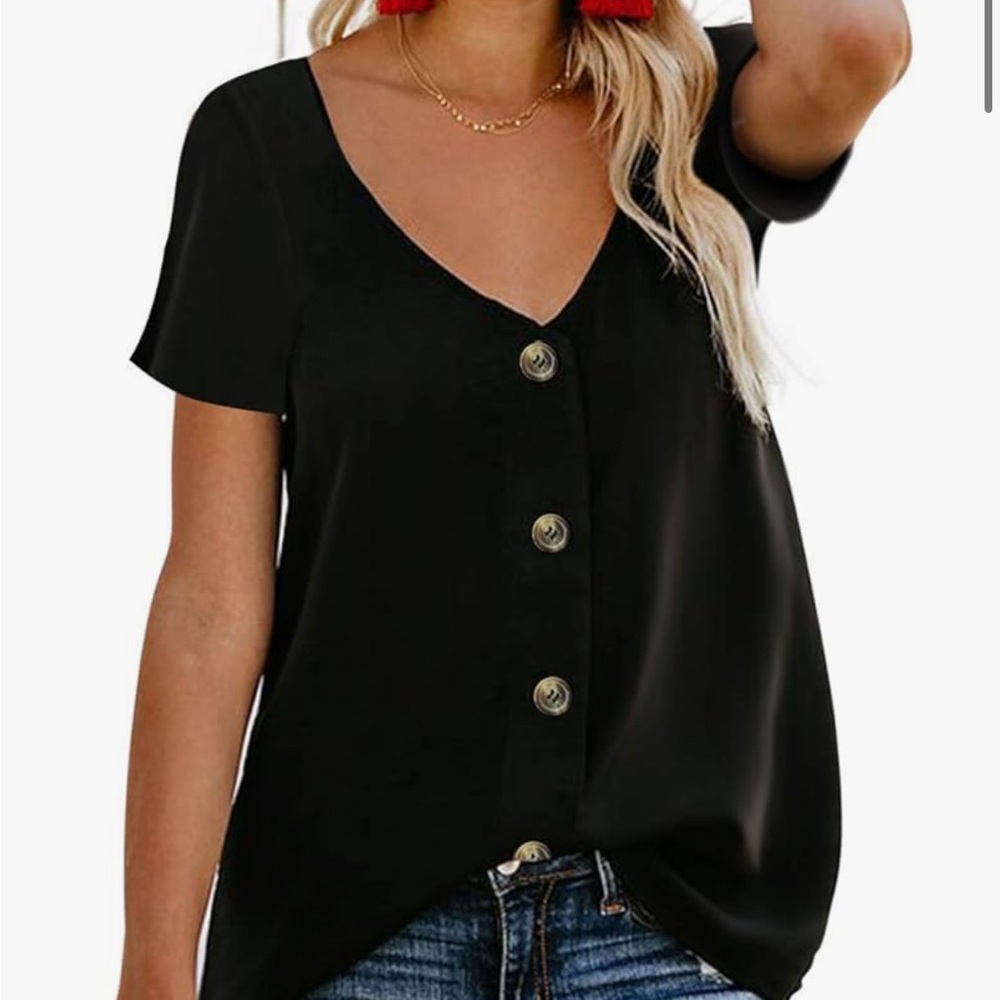Black Button-Down Women's Top
